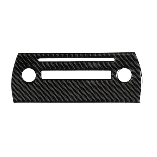 Carbon fiber look CD panel decorative sticker with two mounting holes and bar cutout