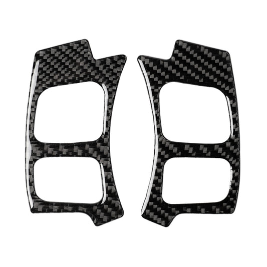 Set of two carbon fiber steering wheel button covers with white cutouts