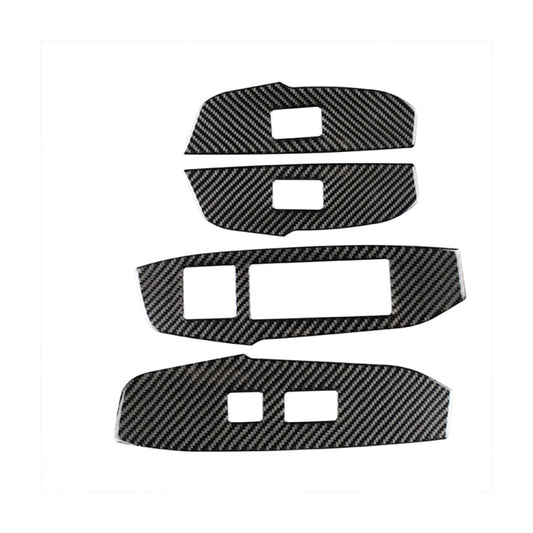 Carbon fiber window glass lift decorative stickers set with rectangular cutouts