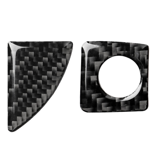 Pair of carbon fiber glove box switch decorative stickers with circular cutout