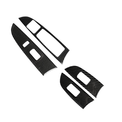 Carbon-fiber window lift decorative sticker set, black weave finish, right-drive
