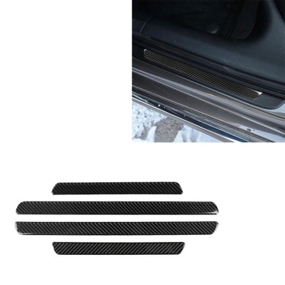 Carbon fiber door sill threshold stickers, set of four black textured strips