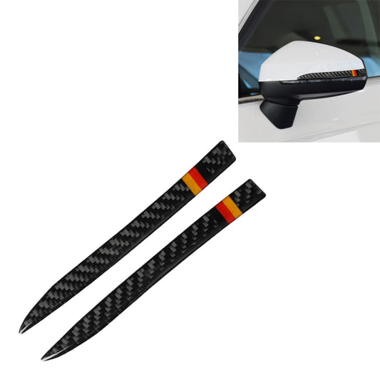 Carbon fiber rearview mirror anti-collision strips, black with red/yellow accents (pair)
