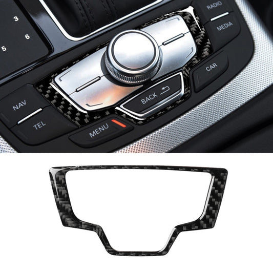 Carbon-fiber patterned multimedia panel trim sticker for car center console controls