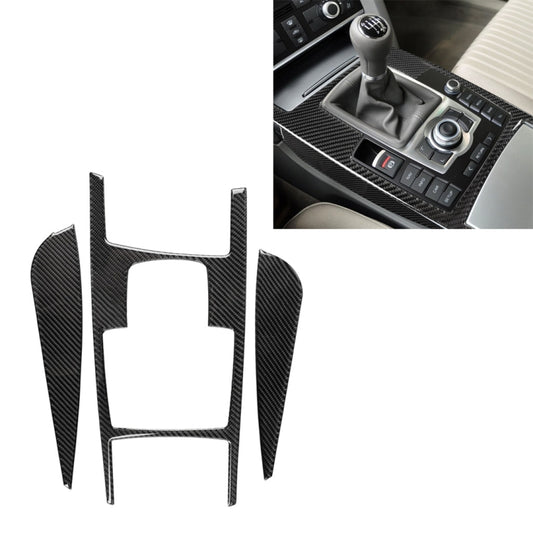 Car gear shift and side panel carbon fiber trim sticker set with shifter cutout