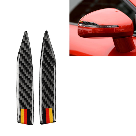 Carbon fiber rearview mirror anti-collision stickers, German flag stripe detail (pair)