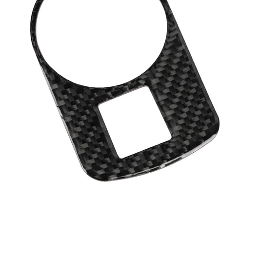Black carbon-fiber headlight switch sticker insert, curved edge with square cutout