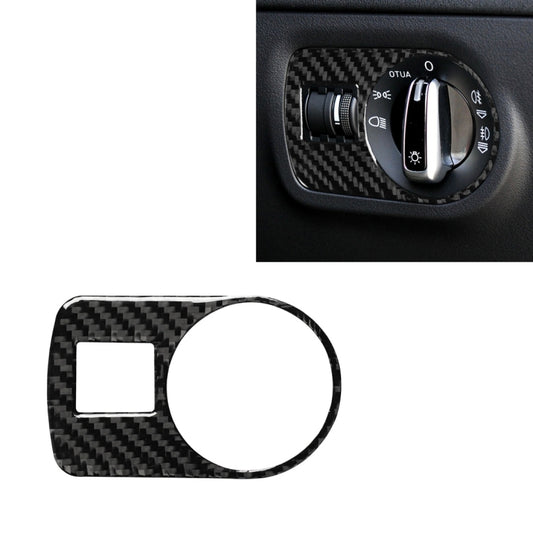 Black carbon-fiber headlight switch decorative sticker surround with cutouts, right drive