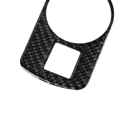 Carbon fiber headlight switch trim sticker with round hole and square window cutout