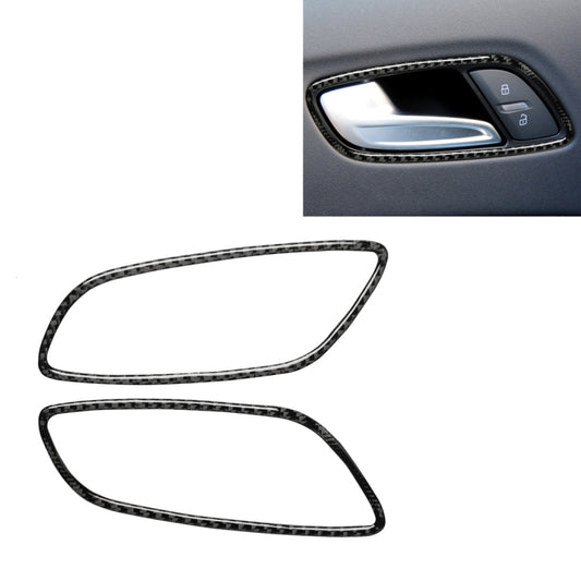Carbon fiber style door handle frame stickers, two oval black-edged trim pieces