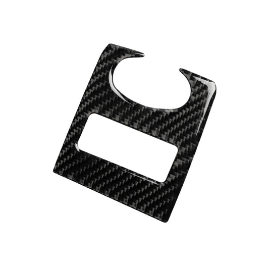 Carbon fiber window switch panel decal with curved circular cutout and rectangular slot