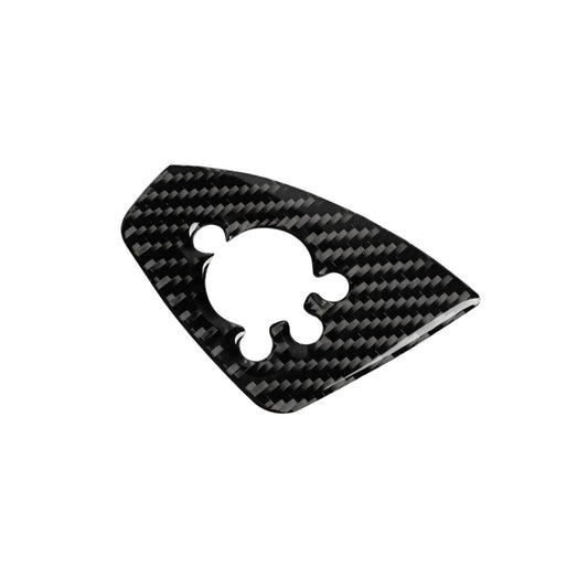 Triangular carbon fiber door button sticker, glossy black weave with control cutouts
