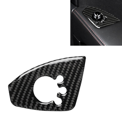 Carbon fiber door button cover sticker, black weave with round switch cutout