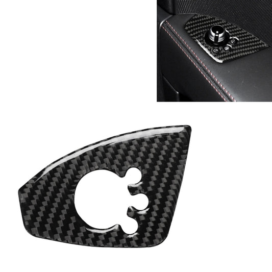 Carbon fiber door button cover sticker, black weave with round switch cutout