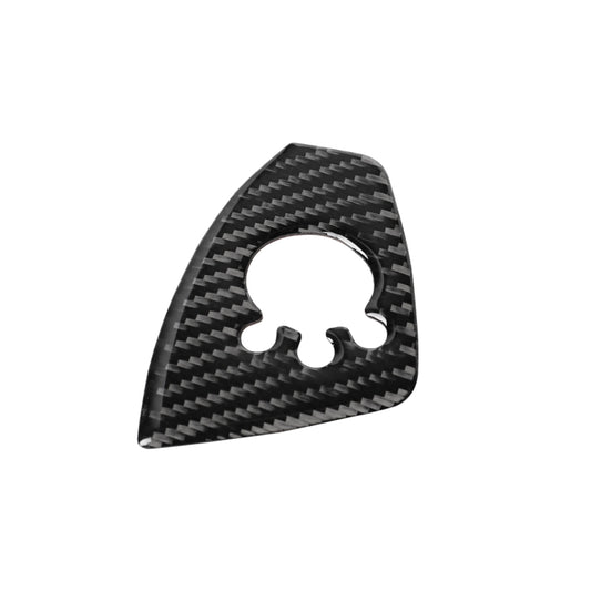 Carbon fiber door button trim sticker, triangular panel with circular socket cutout