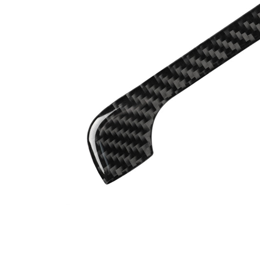 Curved edge carbon fiber trim strip end, black weave texture
