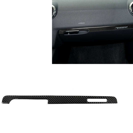 Carbon fiber passenger seat trim strip, black weave with small vent opening