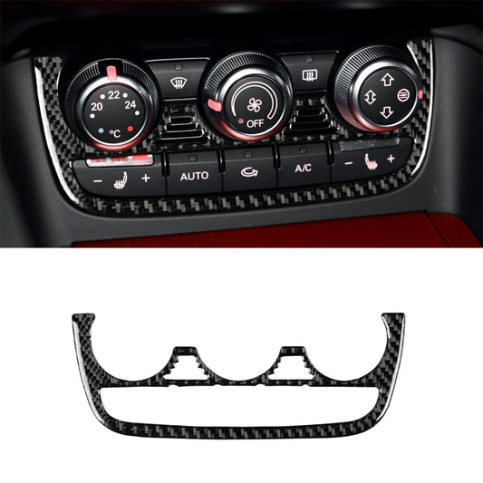 Carbon fiber look AC button surround trim piece for car climate control, black weave