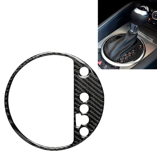 Carbon fiber gear shift position panel sticker, oval with four circular cutout holes