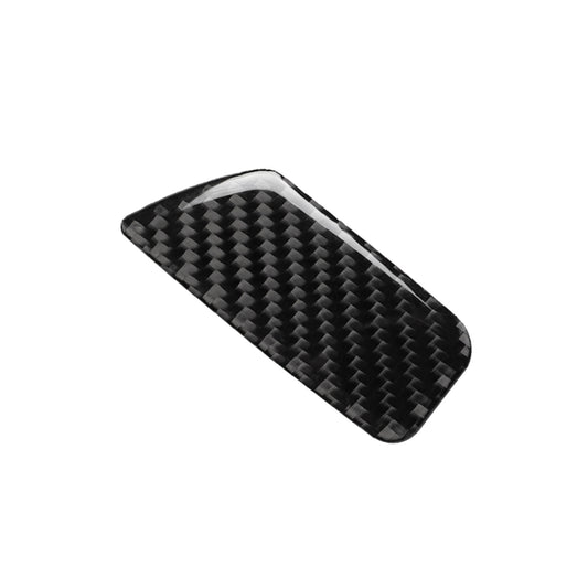 Black carbon fiber hand box switch trim sticker, angled view