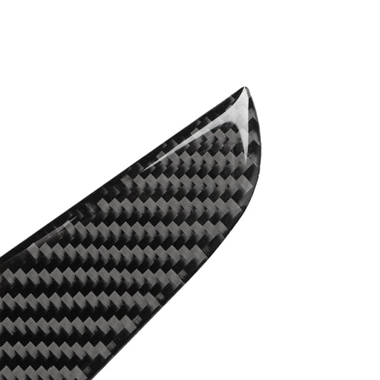 Close-up carbon fiber pattern sticker for gear shift side panel, dark black
