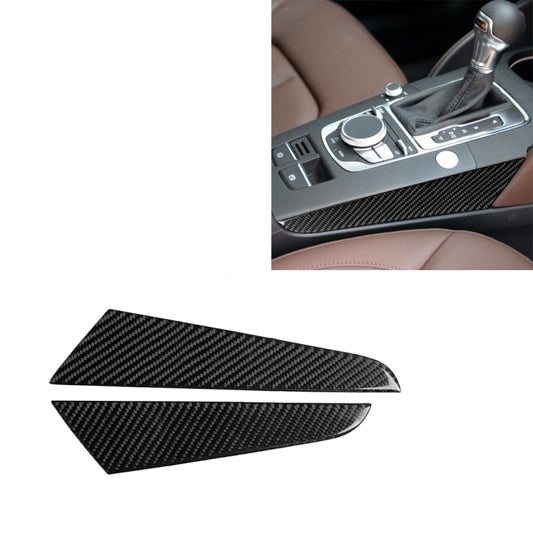 Carbon fiber texture gear shift side panel sticker, dark black, right-drive