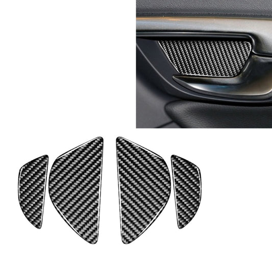 Carbon fiber inner door bowl decorative sticker set, curved pieces, black weave finish