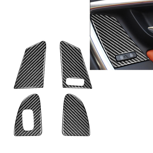 Set of carbon fiber window switch button cover stickers with oval cutouts