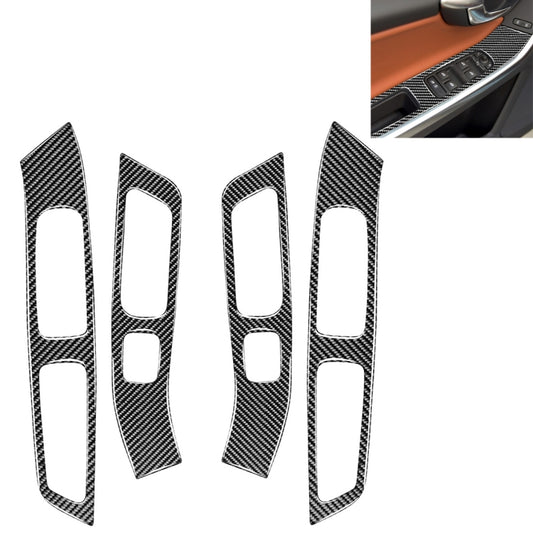 Car carbon fiber window lifting panel stickers set of 4, curved pieces with cutouts