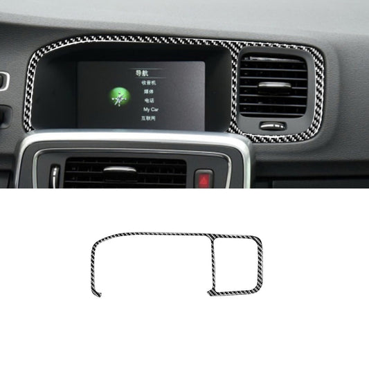 Carbon fiber patterned navigation frame trim sticker for car dashboard, left-drive style