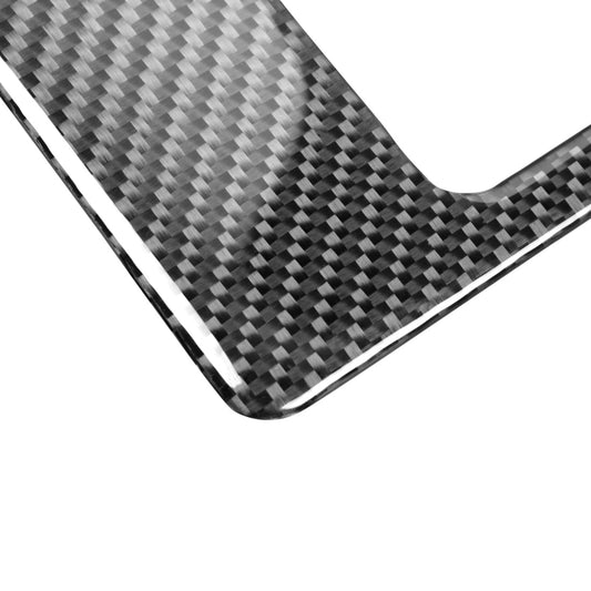 Carbon fiber corner edge trim sticker with glossy weave pattern and rounded cutout
