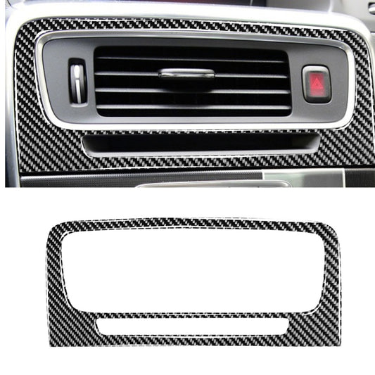 Carbon fiber central air outlet trim sticker for car dashboard, vent surround with hazard triangle