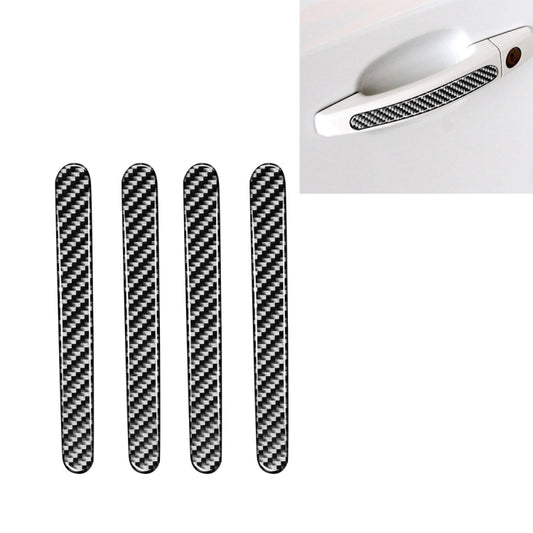 Carbon fiber door handle decal set, 4 black patterned strips