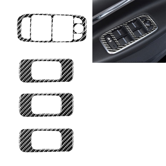 Carbon fiber lifting panel sticker set for left-drive, textured black frames, 4 pcs