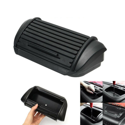 Black ABS center console storage tray organizer with ribbed insert and side lip