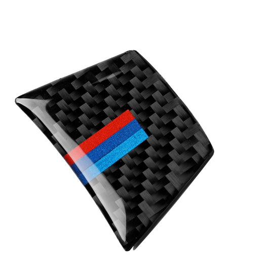 Carbon fiber steering wheel trim sticker with tricolor red, blue, and black stripe