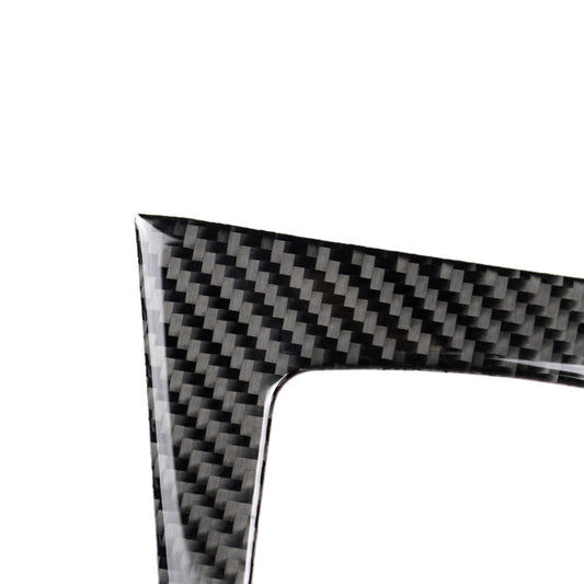 Carbon fiber gear panel sticker corner detail with glossy weave texture