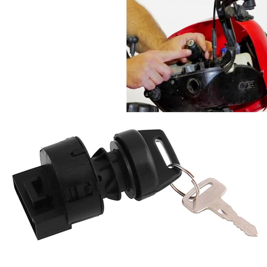 Ignition key switch installed on a motorcycle front panel