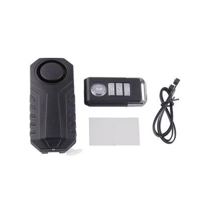 Wireless bike alarm sensor tracker, black rugged body with circular top button