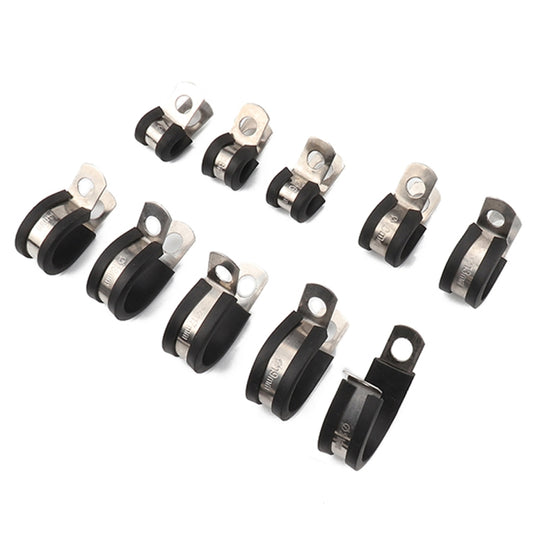 10 PCS Car Rubber Cushion Pipe Clamps Stainless Steel Clamps, Size: 15/8 inch (48mm), Size: 15/8 inch (48mm)
