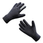 Black neoprene diving gloves with textured grip and wrist seam