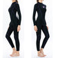 SLINX women's black 3mm wetsuit with purple piping and contoured knee panel