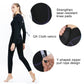 SLINX women's 3mm wetsuit detail: reinforced knee pads, velcro cuff, Y zipper pull
