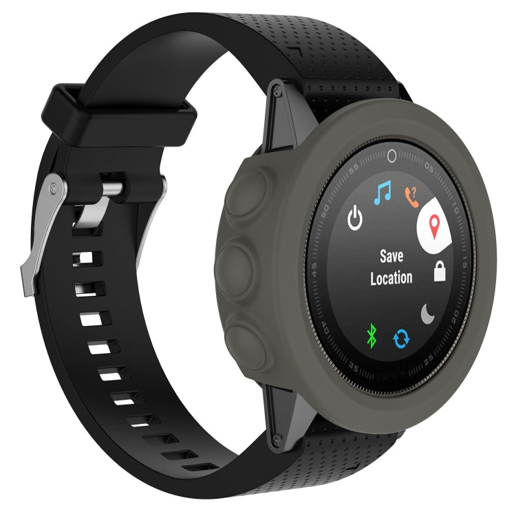 Smartwatch silicone protective case with grey bezel and perforated black strap