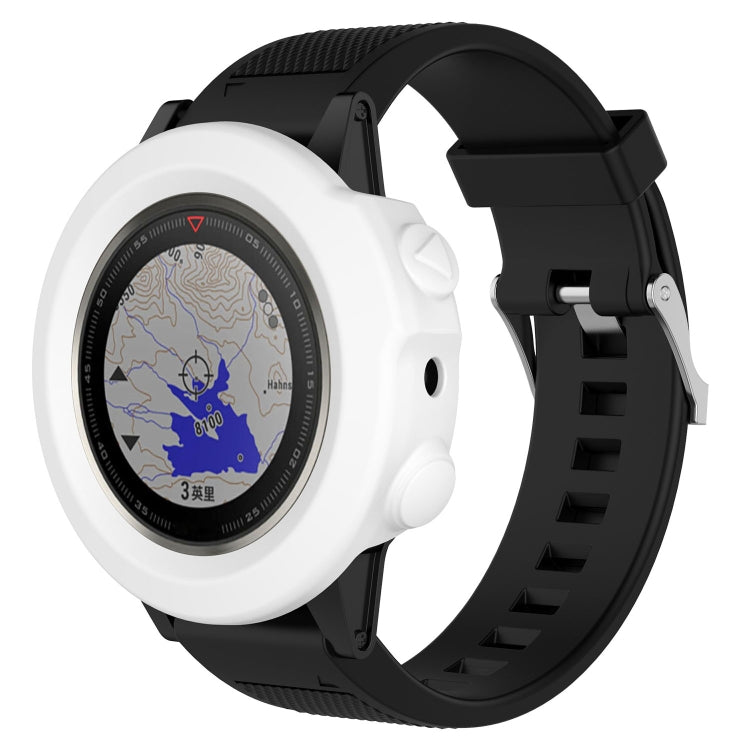 Smart watch silicone protective case with wrist strap, white, with circular screen cover