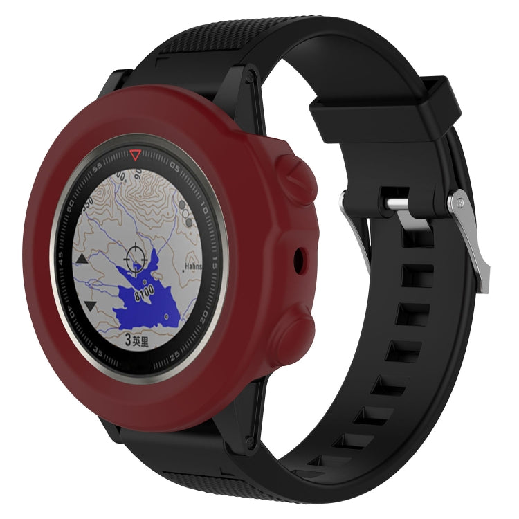 Smart watch silicone protective case with wrist strap, dark red, with circular screen cover