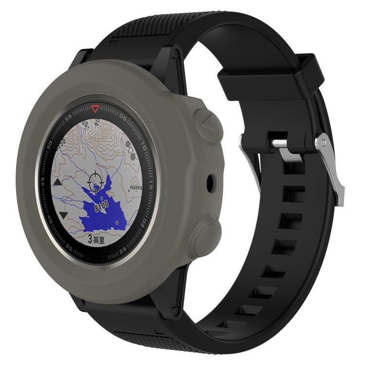 Smart watch silicone protective case with wrist strap, grey, with circular screen cover