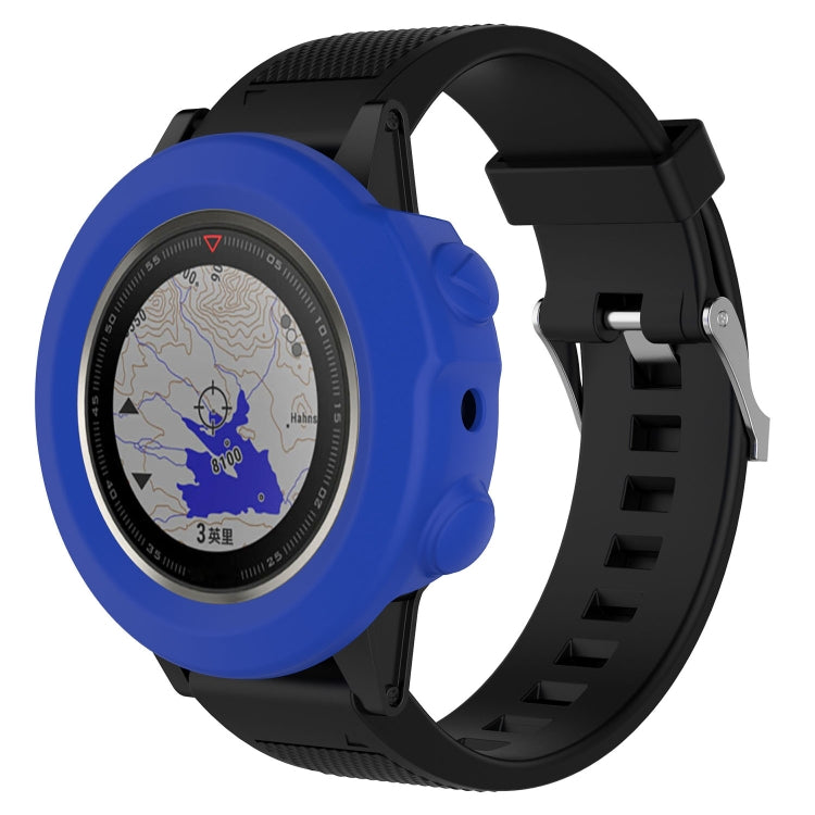 Smart watch silicone protective case with wrist strap, blue, with circular screen cover