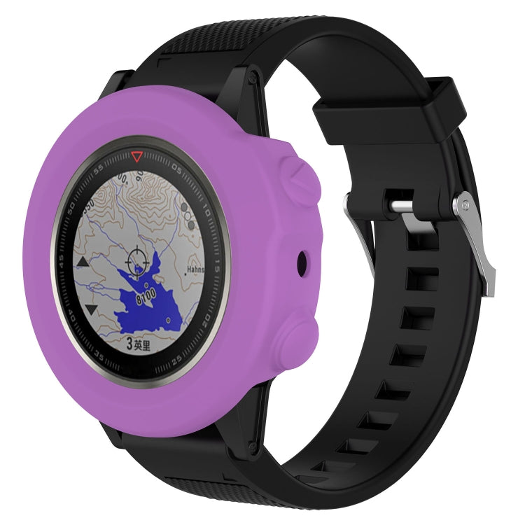Smart watch silicone protective case with wrist strap, purple, with circular screen cover