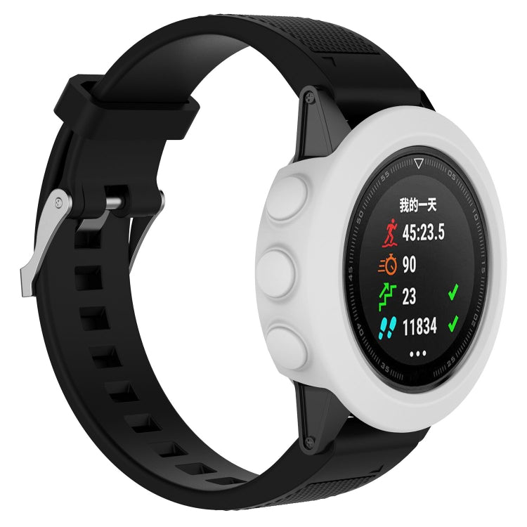 Smart watch silicone protective case with wrist strap, white, with circular screen cover